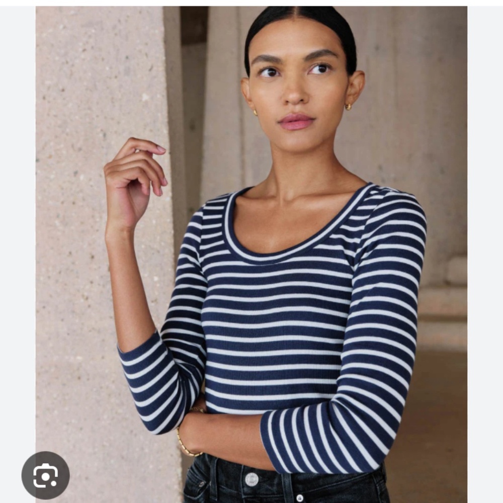 AYR Navy and White Striped Long Sleeve Tee